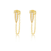 Pear Drop Zircon Chain Tassel Silver Studs Earrings for Women